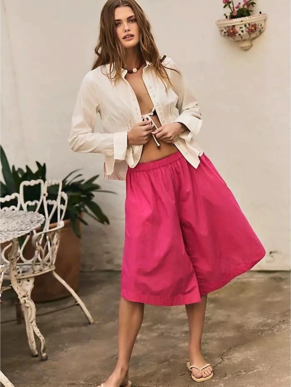 Free People Lucca Culotte Shorts Pink XS
